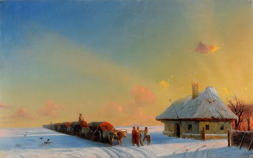  Зимний караван, пересекающий украинские степи 
