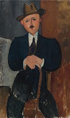  Амедео Модильяни. Сидящий мужчина. 1918. Холст, масло. 126 x 75 