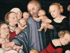 Лукас Кранах Cтарший. «Христос, благославляющий детей». 1540-е (деталь)