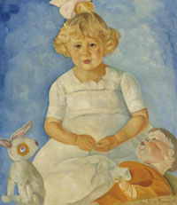 Борис Григорьев. Портрет девочки с игрушками. 1920
