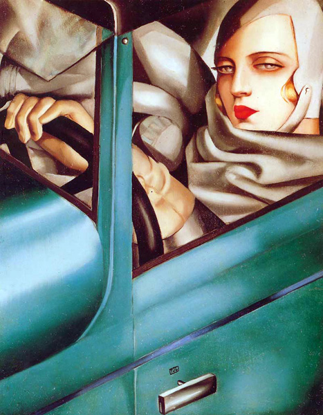 Тамара де Лемпицка. Автопортрет в зеленом «бугатти». 1929. Дерево, масло. 35х27 см