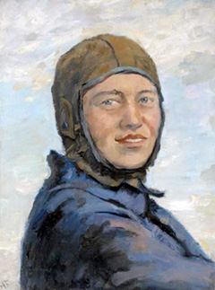 Александр Богданов. Парашютистка. 1937. Холст на картоне, масло. 39,5 x 29,5 см