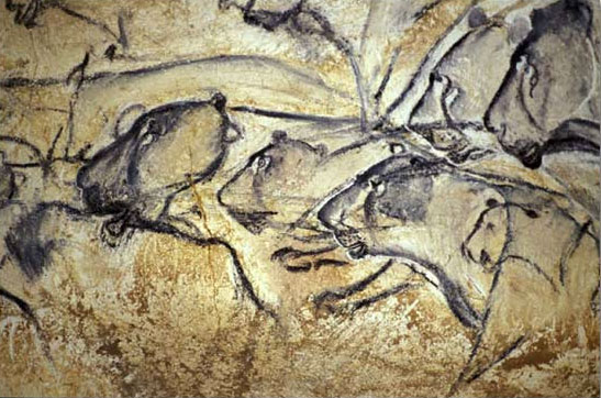 Изображения львов на стене пещеры Шове. 31–28 тысяч лет до н.э.