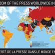 Россия заняла 143-е место в ежегодном рейтинге свободы прессы организации «Репортеры без границ». По сравнению с прошлым годом РФ поднялась на три места, обогнав Эфиопию, но все еще уступая Мексике.
