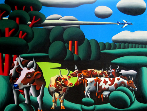 Олег Хвостов. Пейзаж с коровами. 2010 