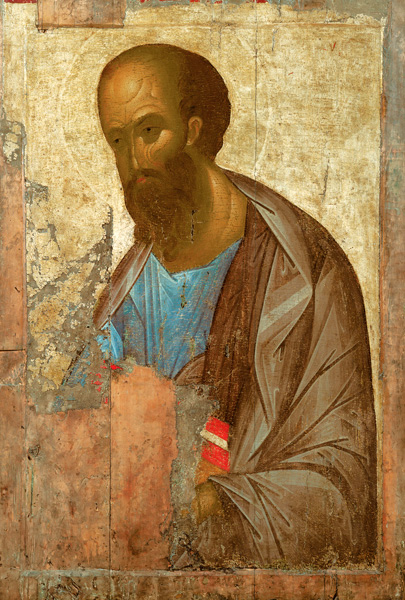 Апостол Павел. Из Успенского собора в Звенигороде. Около 1400 
