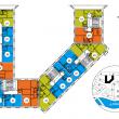 План одного из этажей 6-ти этажного многоквартирного дома в городе Михаила Филиппова