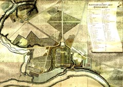 План села Архангельского 1818 года. К западу от регулярной части хорошо видна планировка рощ пейзажного парка