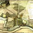 План села Архангельского 1818 года. К западу от регулярной части хорошо видна планировка рощ пейзажного парка