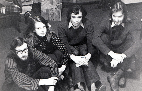 Лев Рубинштейн, Ирина Нахова, Андрей Монастырский, Никита Алексеев. 1975 г.
