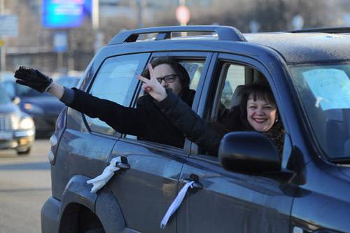 Автопробег по Садовому кольцу в поддержку шествия 4 февраля «За честные выборы»