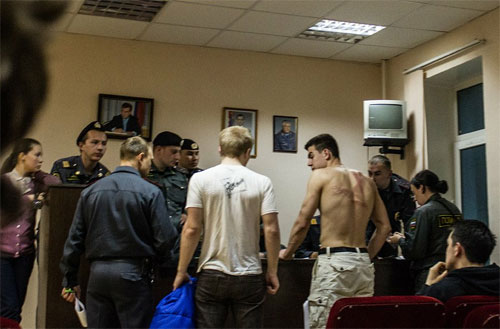 Денис Луцкевич в ОВД «Останкино» после задержания
