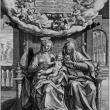  Вос, Мартин де (1532–1603) (художник); Саделер, Иоанн Старший (1550-1600) (гравер). Фламандская школа. МЛАДЕНЕЦ ХРИСТОС С МАРИЕЙ И ЕЛИЗАВЕТОЙ. Бумага, резец, офорт. 25,8х20 (размер доски). Датируется 1584 г. 