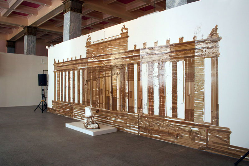 Валерий Кошляков. Храм 2008. Картон, скотч на стене. 450х600 см