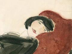 Константин Истомин. «Лида, лежащая в черном, на фоне ковра». 1929 (деталь)