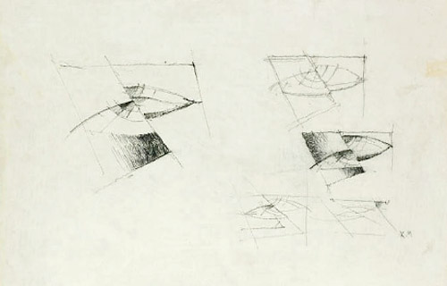  Казимир Малевич. Рисунок на обороте композиции «Жнецы», выполненный карандашом на бумаге, наклеенной на картон 
