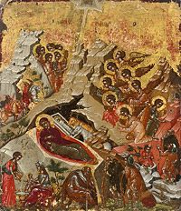  Рождество Христово. Поздняя Византия. 1400-1425. Доска, темпера. 40,7x 35,3 см 