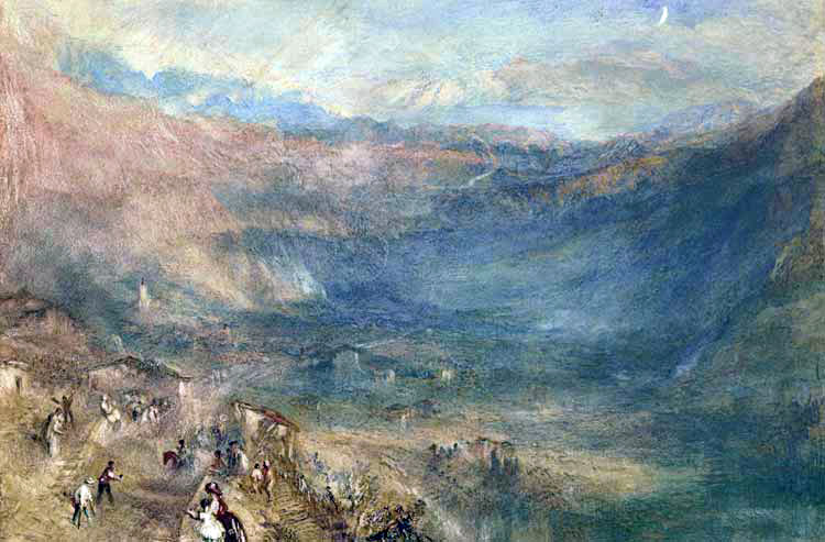 Джозеф Мэллорд Уильям Тёрнер. «Вид на горных проход Брюнинг из Майрингена». 1848. Бумага, акварель
