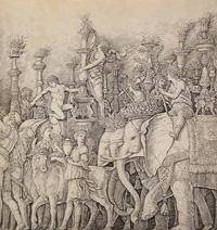 Андреа Мантенья. Слоны. Печать с доски 1498 год. 26,5 х 28 см