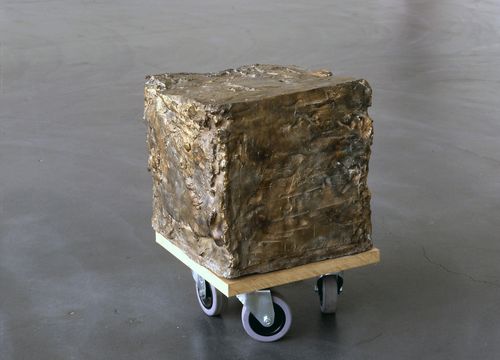 Rebecca Warren, Cube 2003, Bronze, MDF and wheels