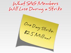 Агитационный ролик с сайта AMPTP: «Что потеряет SAG из-за забастовки: $2,5 млн в день!»