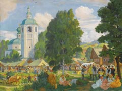 Борис Кустодиев. «Сельская ярмарка». 1920 (фрагмент)