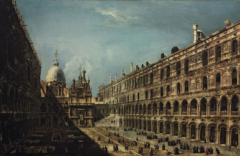 Микеле Мариески. Внутренний двор Дворца дожей в Венеции с видом на Лестницу гигантов и собор святого Марка
