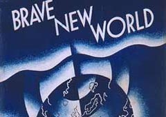 Изображение с обложки первого издания книги «О дивный новый мир» (Chatto and Windus, Лондон, 1932)