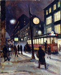 Николай Лаков. Вечерняя улица. Трамвай. 1928