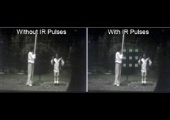 Слева кадр видео перед воздействием инфракрасных импульсов, справа – после него.