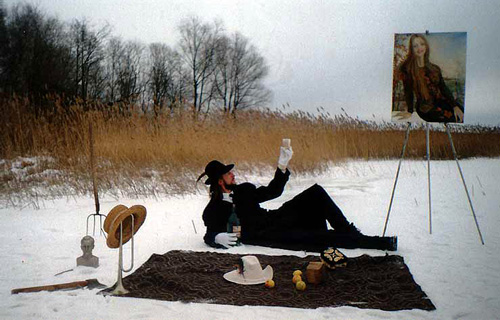 Alexander Pushkin. The Muse of Empty Lots around Bobrusk. Performance. 2001      