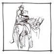 Дмитрий Гутов. Из цикла «Рисунки Рембрандта». Человек, помогающий всаднику на лошади. 2009 