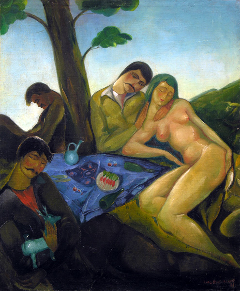 Ладо Гудиашвили. Кутеж под деревом. (Кутеж с женщиной). 1923 