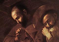 Караваджо. «Рождество со Святыми Франциском и Лаврентием». 1609 (деталь)