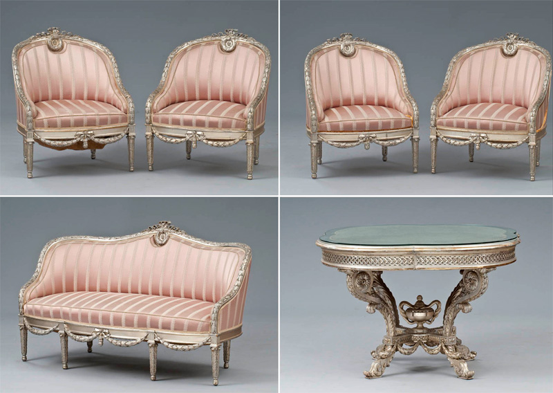 Предметы из мебельного гарнитура Серебряной гостиной Зимнего дворца. Проданы на аукционе Bukowskis в декабре 2009