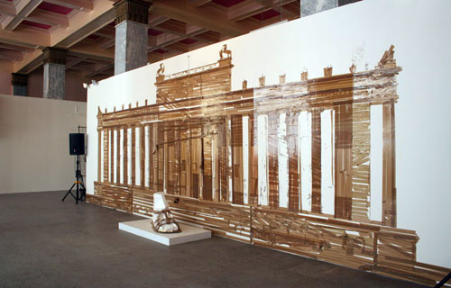  Валерий Кошляков. Храм 2008. Картон, скотч на стене. 450х600 см
 
