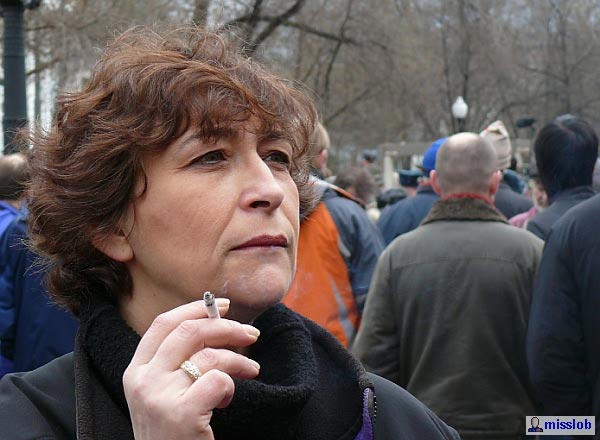 Евгения Альбац на Марше несогласных в Москве. 14 апреля 2007 года