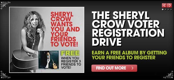 Певица Шерил Кроу позволит политически активным американцам бесплатно скачать ее песню «Gasoline» или целый альбом «Detours». Эту акцию Кроу проводит совместно с некоммерческой организацией Rock the Vote.