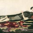 Константин Истомин. «Лида, лежащая в черном, на фоне ковра». 1929