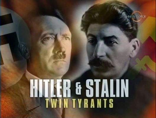 Титульный кадр из телефильма «Гитлер и Сталин: тираны-близнецы» (1999) на канале Viasat History