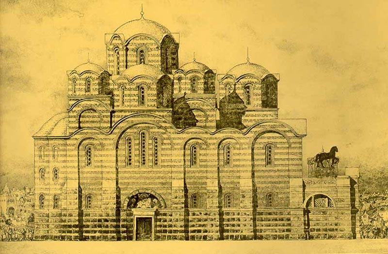 Десятинная каменная церковь. Реконструкция северного фасада