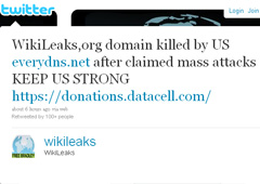 Сообщение об отключении сайта WikiLeaks.org