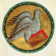 Миниатюра «Орел, символ евангелиста Иоанна». Евангелие Хитрово.  Конец XIV – начало XV века  