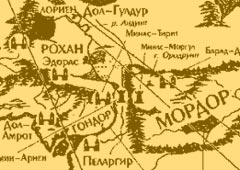 Фрагмент карты Средиземья из книги Кирилла Еськова «Последний кольценосец»