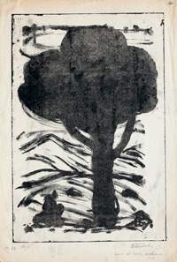 Варвара Бубнова. Сидит под деревом человек. 1960 