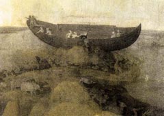 Иероним Босх. Ноев ковчег на горе Арарат. 1500–04 (фрагмент)