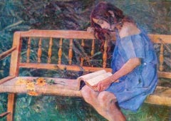 Михаил Нестеров. Наташа Нестерова на садовой скамье. 1914 (фрагмент)