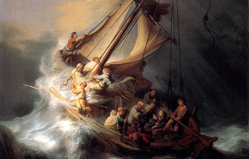 Фрагмент картины Рембрандта «Буря на море Галилейском» 