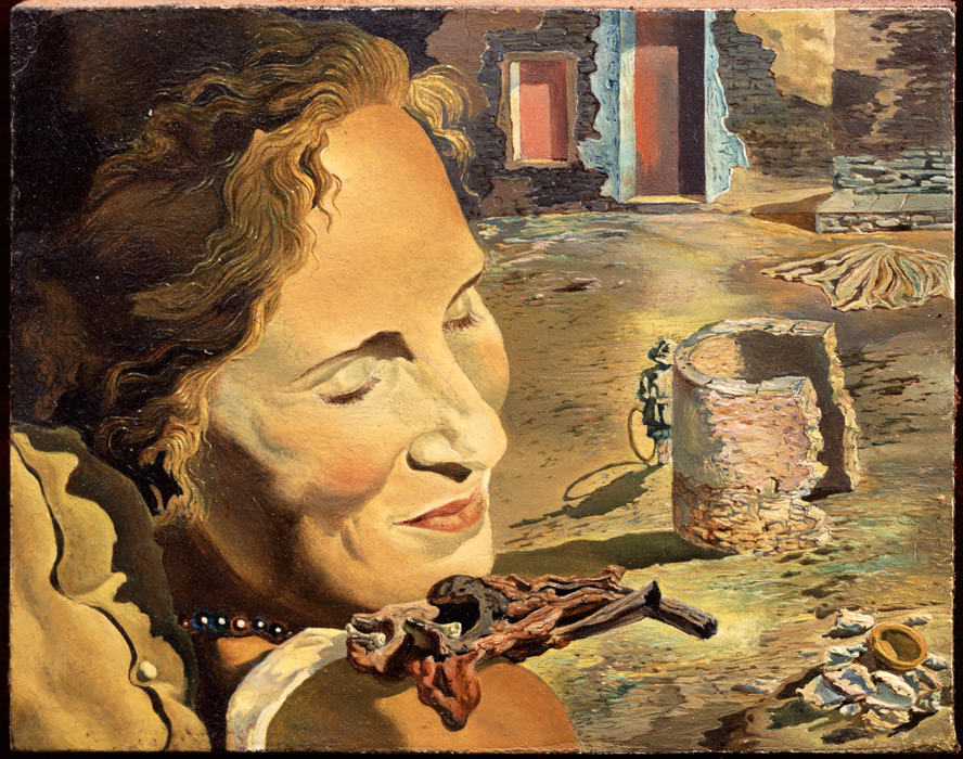 Сальвадор Дали. Портрет Гала с двумя бараньими ребрышками, удерживающими равновесие на ее плече. Около 1934