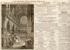 Страница номера газеты  The Hereford Times  за 30 июня 1838 года, выложенная на сайте проекта для бесплатного ознакомления